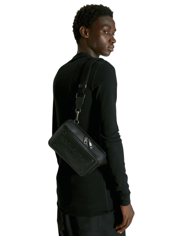 Photo: Dolce & Gabbana Embossed Logo Leather Crossbody Bag