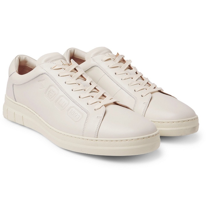 Photo: Dunhill - Hallmark Embossed Leather Sneakers - White