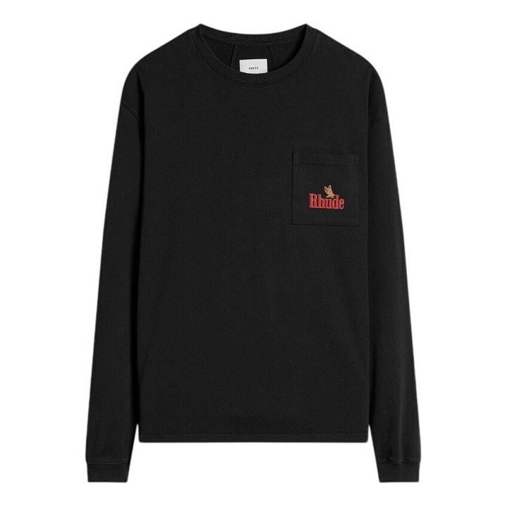 Photo: Rhude Men's American Spirit Long Sleeve T-Shirt in Vintage Black/Red