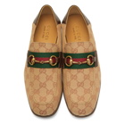 Gucci Beige and Brown GG Bonny Loafers