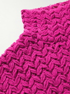 Valentino - Crocheted Wool Rollneck Sweater - Pink