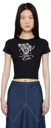 Anna Sui Black Crewneck Beach Girl Baby T-shirt
