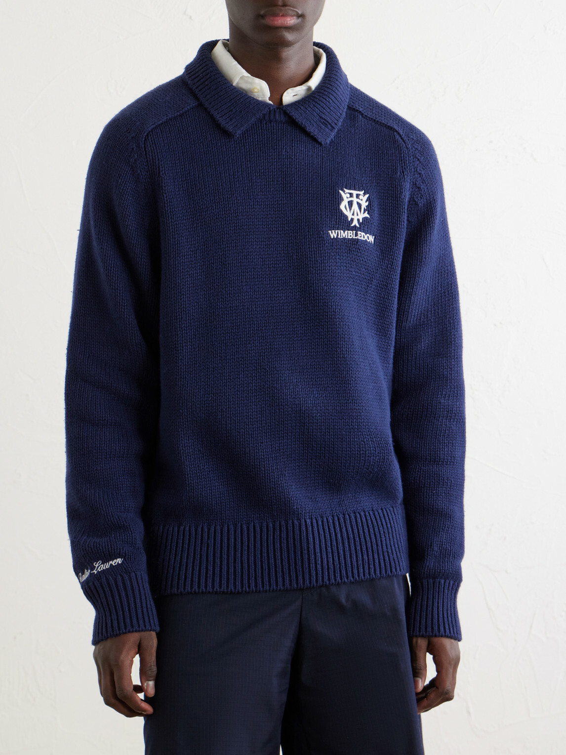 Polo Ralph Lauren - Wimbledon Logo-Appliquéd Cotton Sweater - Blue