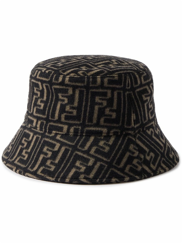 Photo: Fendi - Logo-Jacquard Wool and Silk-Blend Felt Bucket Hat - Black