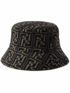 Fendi - Logo-Jacquard Wool and Silk-Blend Felt Bucket Hat - Black