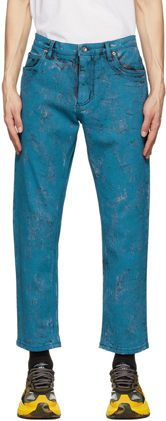 Photo: Dolce & Gabbana Blue Marbled Jeans