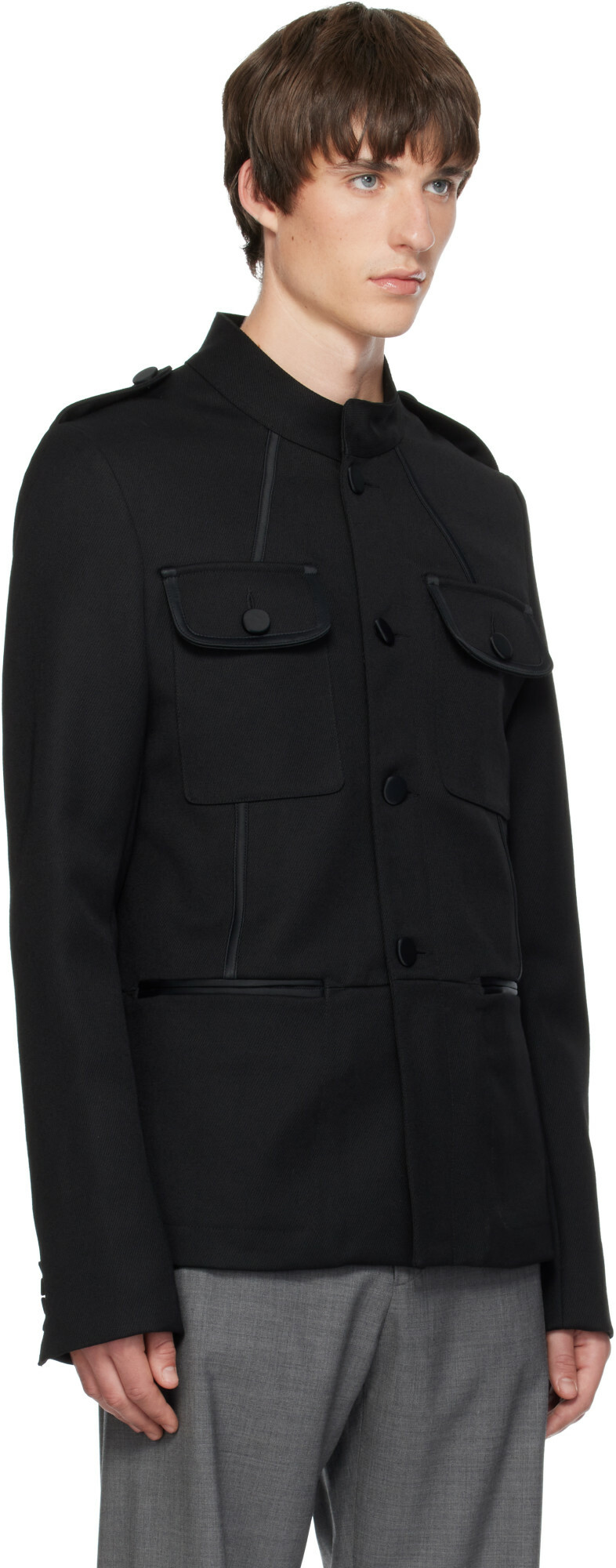 AARON ESH Black Twill Blouson Jacket