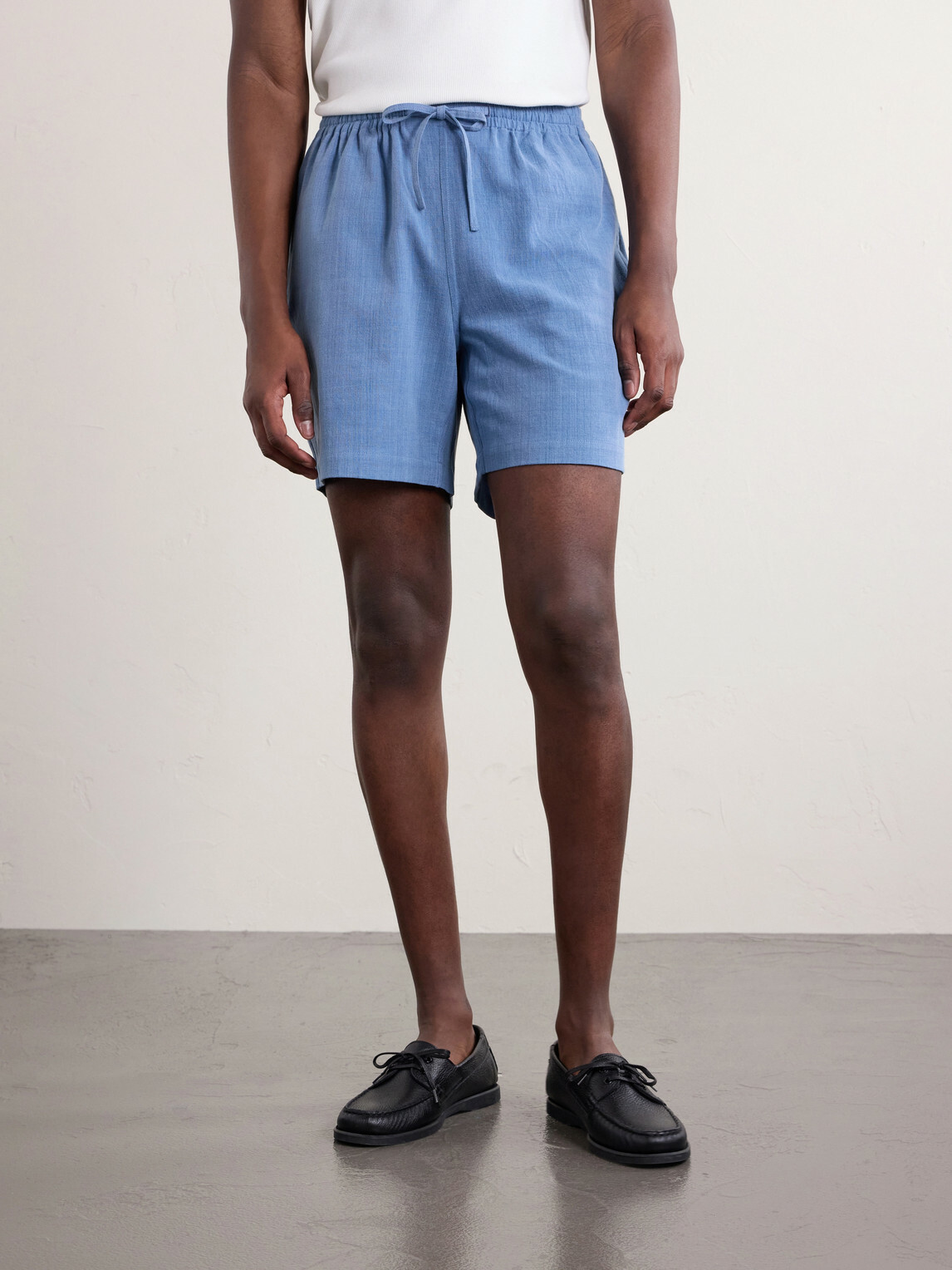 Kardo - Olbia Straight-Leg Cotton Drawstring Shorts - Blue