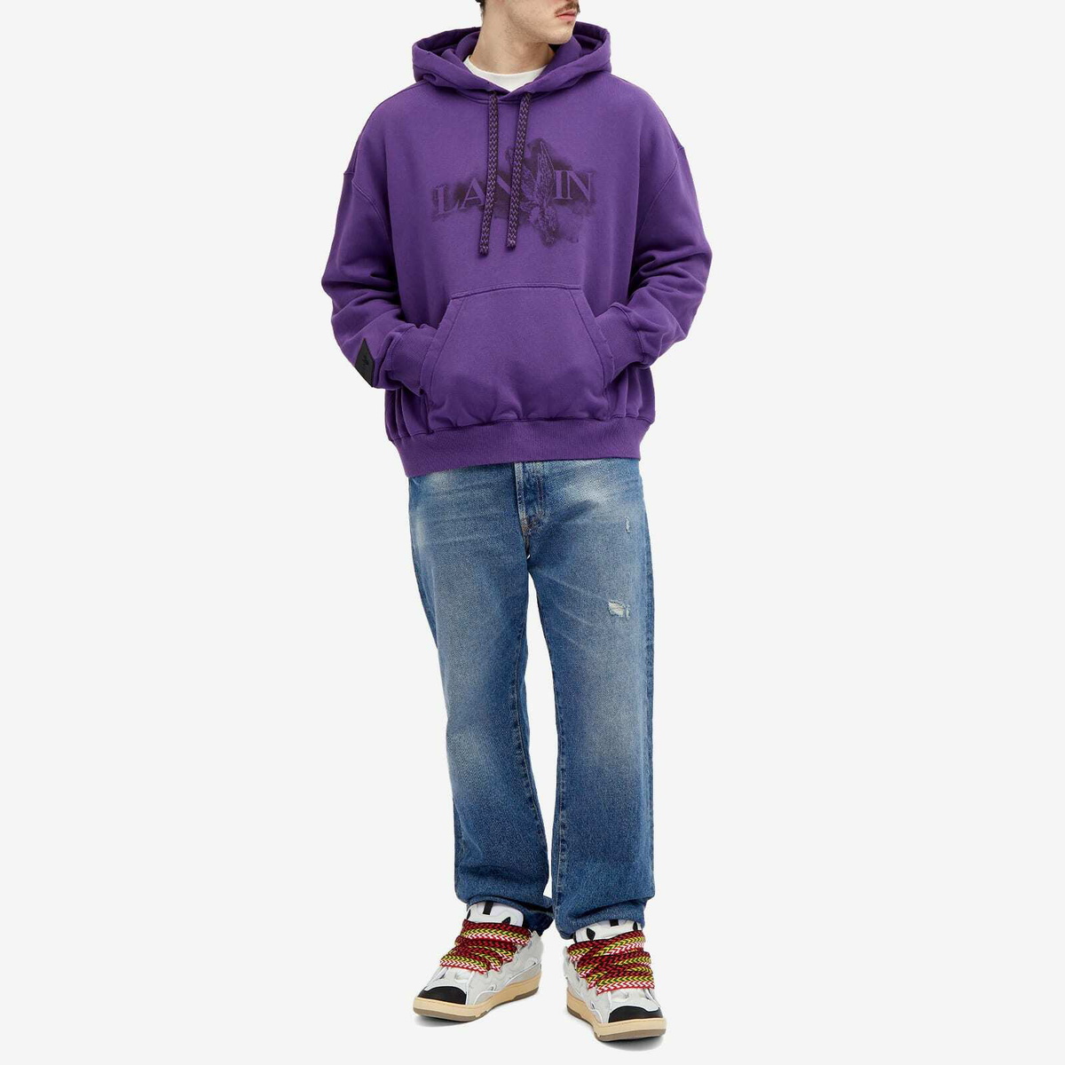 Lanvin Men's x Future Print Hoodie in Purple Reign Lanvin