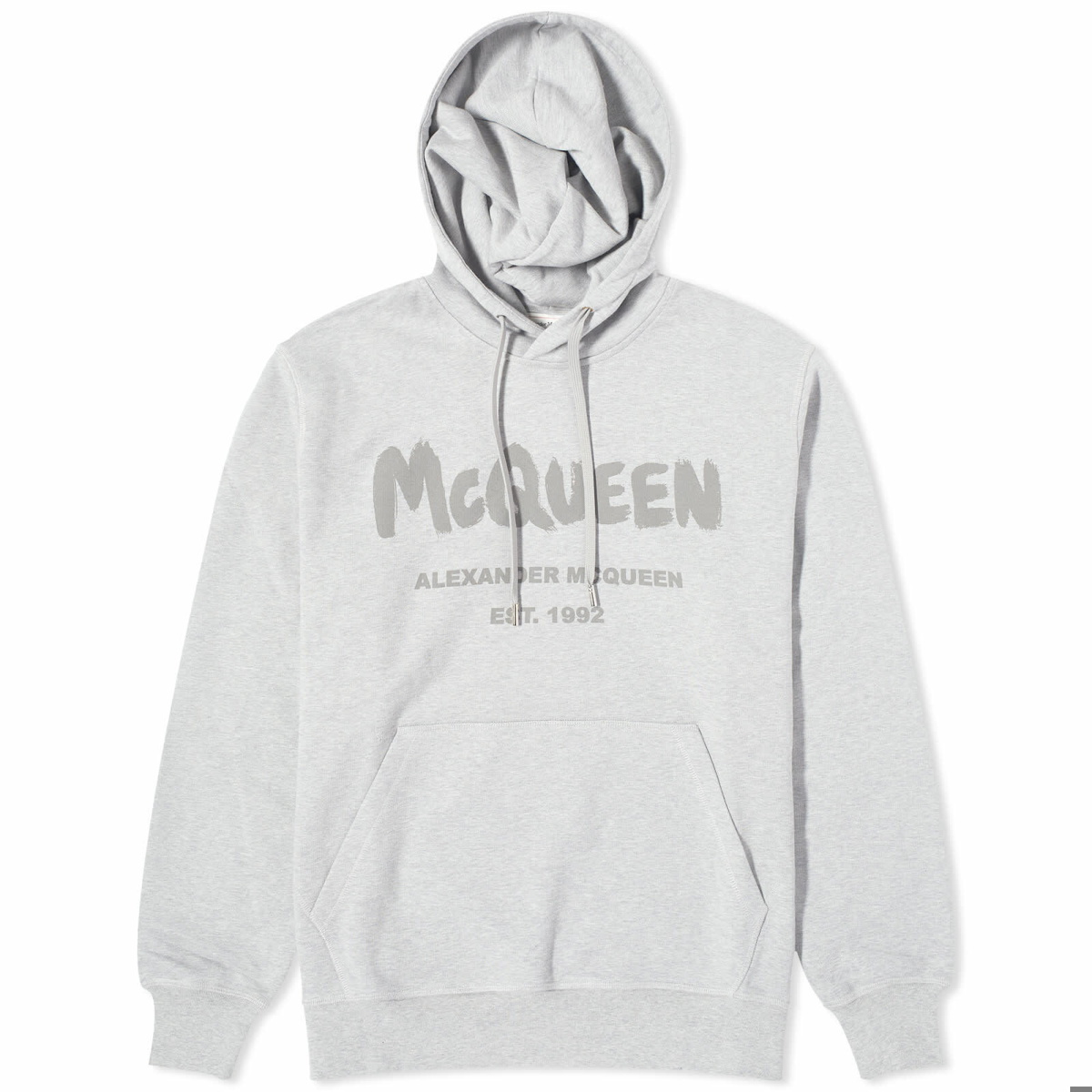 Alexander McQueen Men's Graffiti Logo Hoody in Pale Grey Alexander McQueen