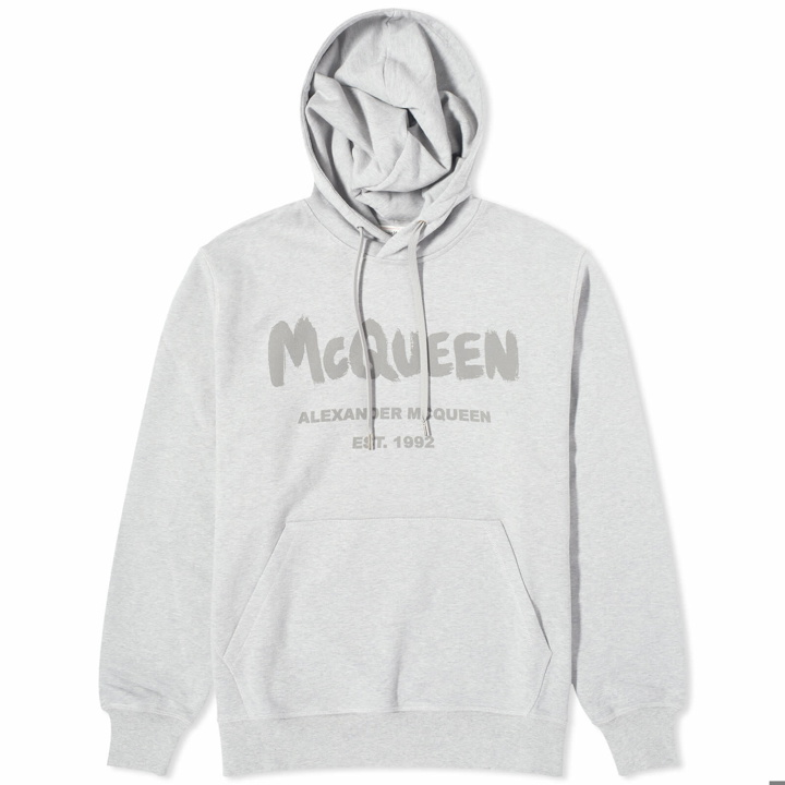 Photo: Alexander McQueen Men's Graffiti Logo Hoody in Pale Grey
