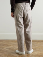 NN07 - Kay 10058 Wide-Leg Pleated Herringbone Organic Cotton-Blend Suit Trousers - Brown