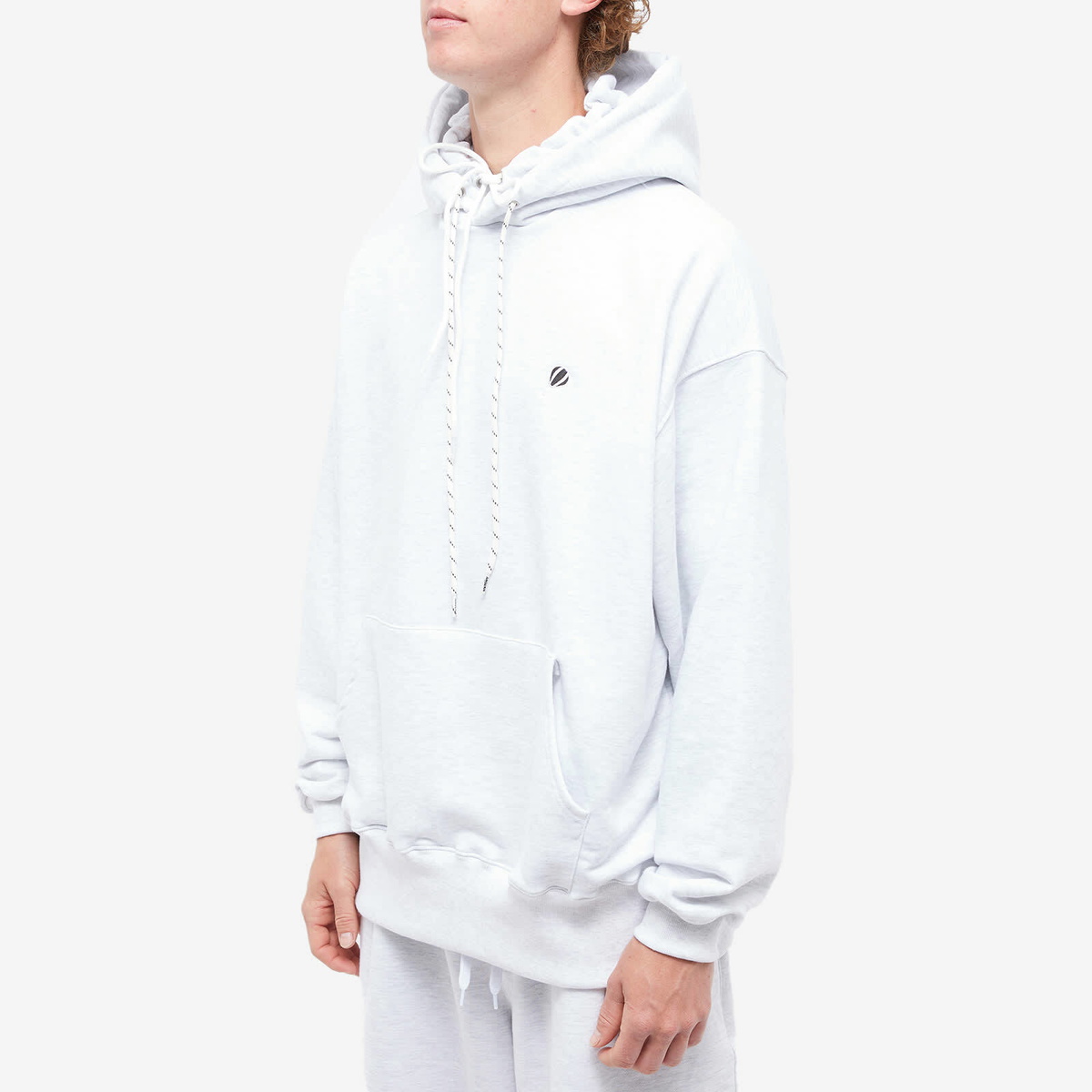 Anglan Men's Balloon Double Hoody in Grey Marl