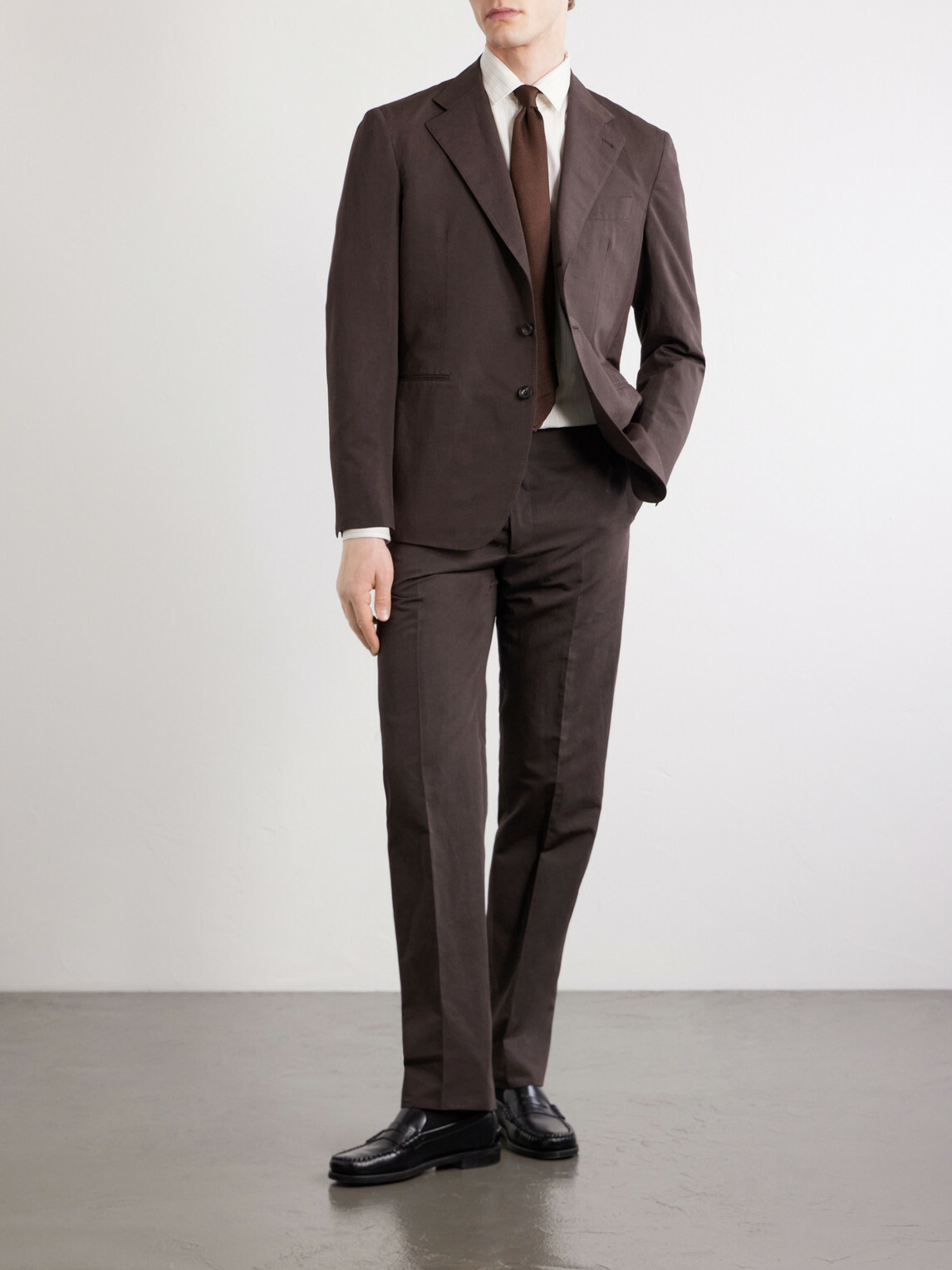 J. Mueser - Cotton and Linen-Blend Suit Jacket - Brown