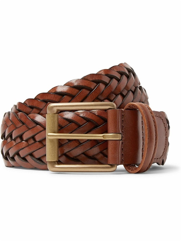 Photo: Anderson's - 3.5cm Woven Leather Belt - Brown