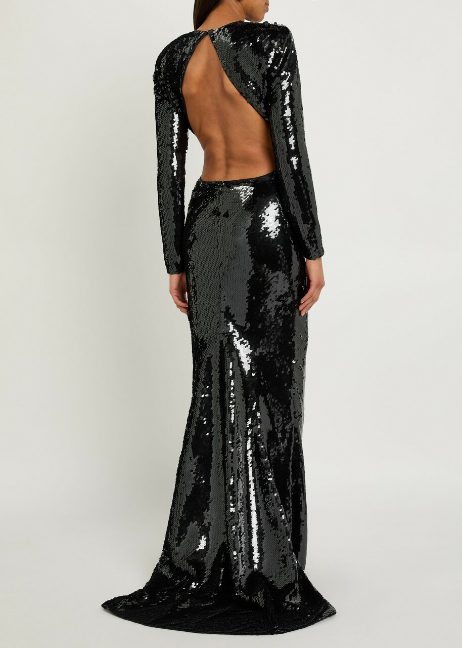 Stella Mccartney Sequin-embellished Tulle Gown Black