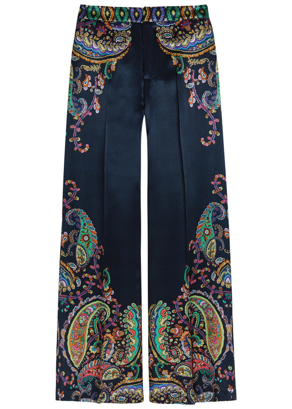Photo: Etro Paisley-print Satin Trousers Black