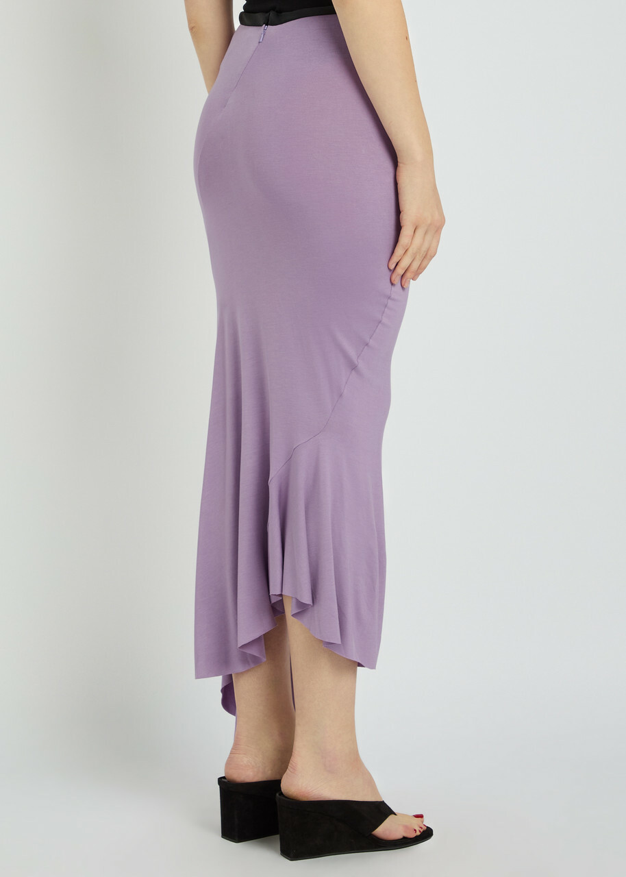 Aaron Esh Fishtail Asymmetric Jersey Midi Skirt Lilac