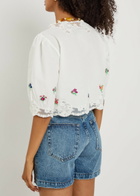 Rixo Ursula Floral-embroidered Cotton top White