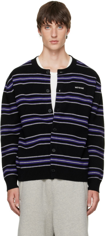 Photo: We11done Black Stripe Logo Cardigan