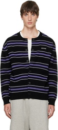 We11done Black Stripe Logo Cardigan