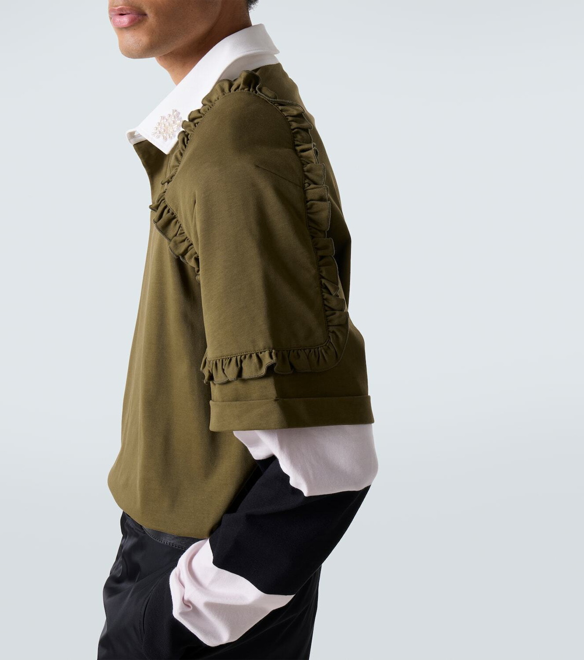Simone Rocha Layered ruffled cotton jersey polo shirt