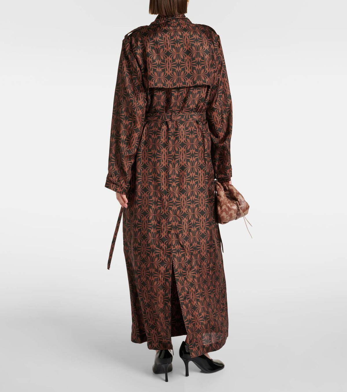 Dries Van Noten Printed silk satin trench coat