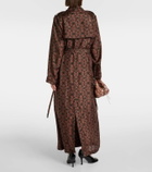 Dries Van Noten Printed silk satin trench coat