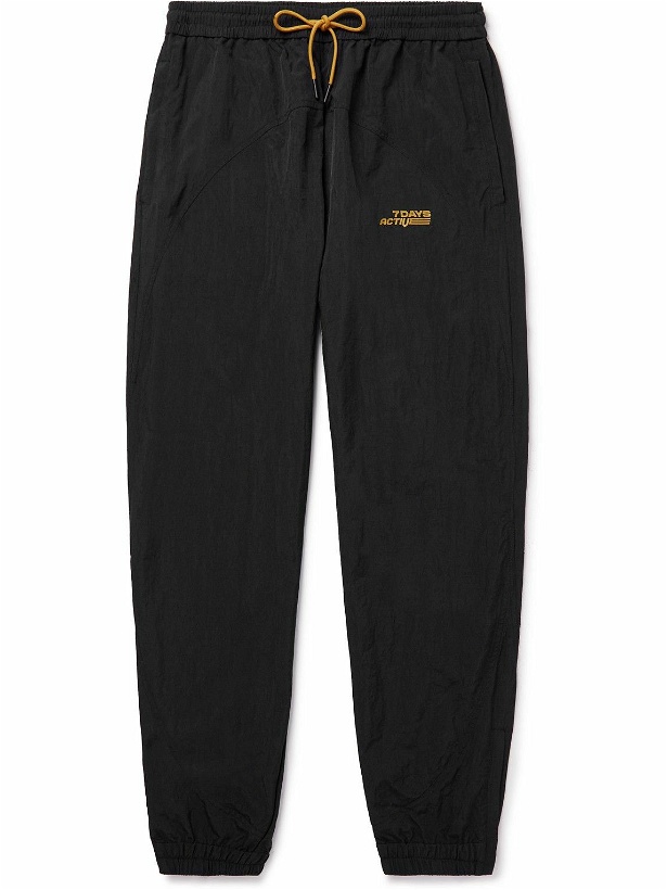 Photo: 7 DAYS ACTIVE - Tapered Logo-Print Recycled-Shell Sweatpants - Black