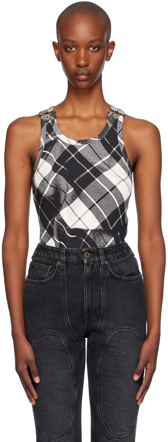 Jean Paul Gaultier Black & White Tartan Tank Top Jean Paul