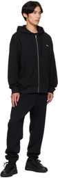 Hugo Black Relaxed-Fit Cotton Terry Zip-Up Hoodie