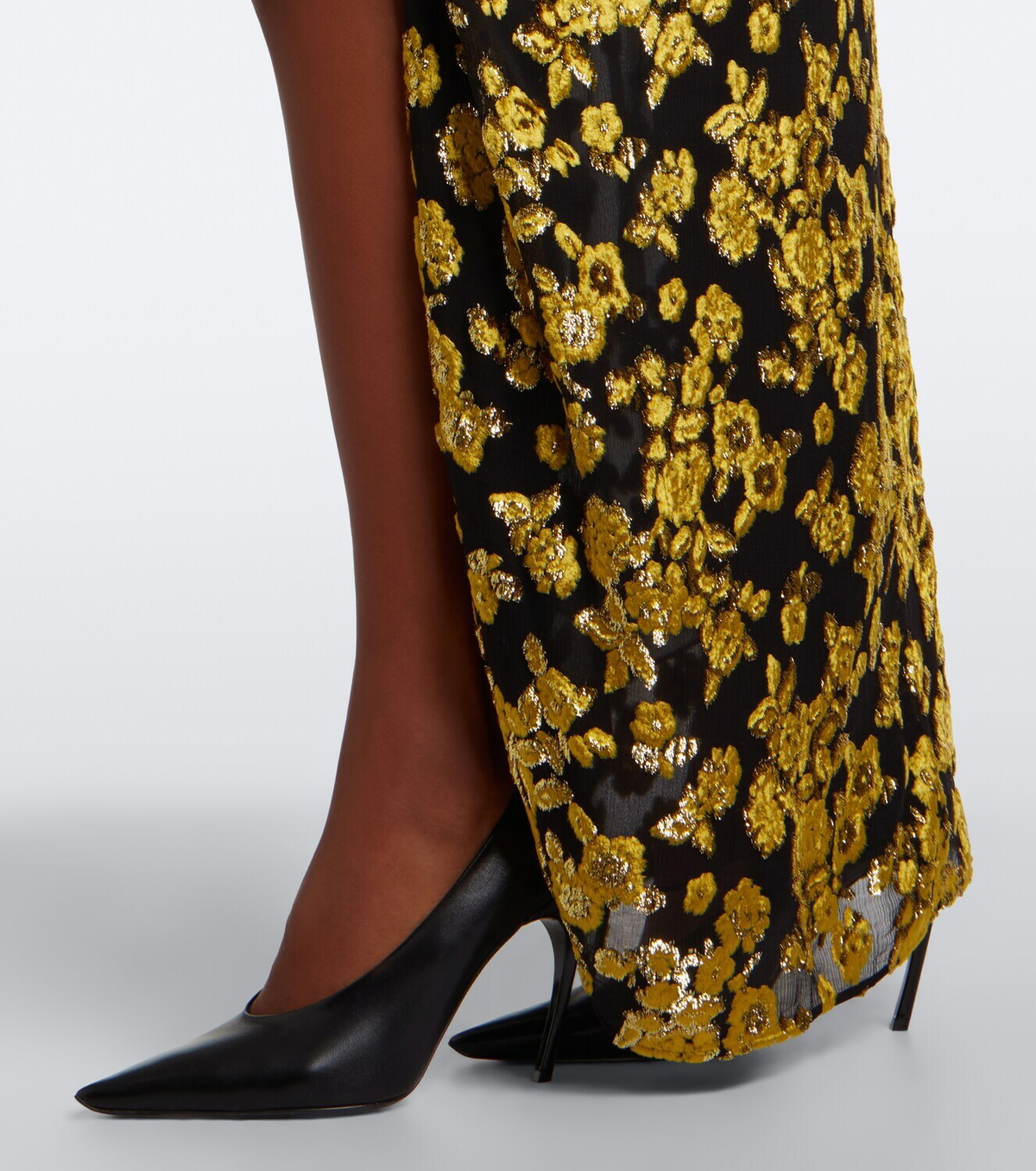 Balmain Embellished jacquard velvet maxi skirt