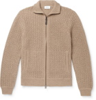 Brioni - Textured Cashmere and Cotton-Blend Zip-Up Cardigan - Brown