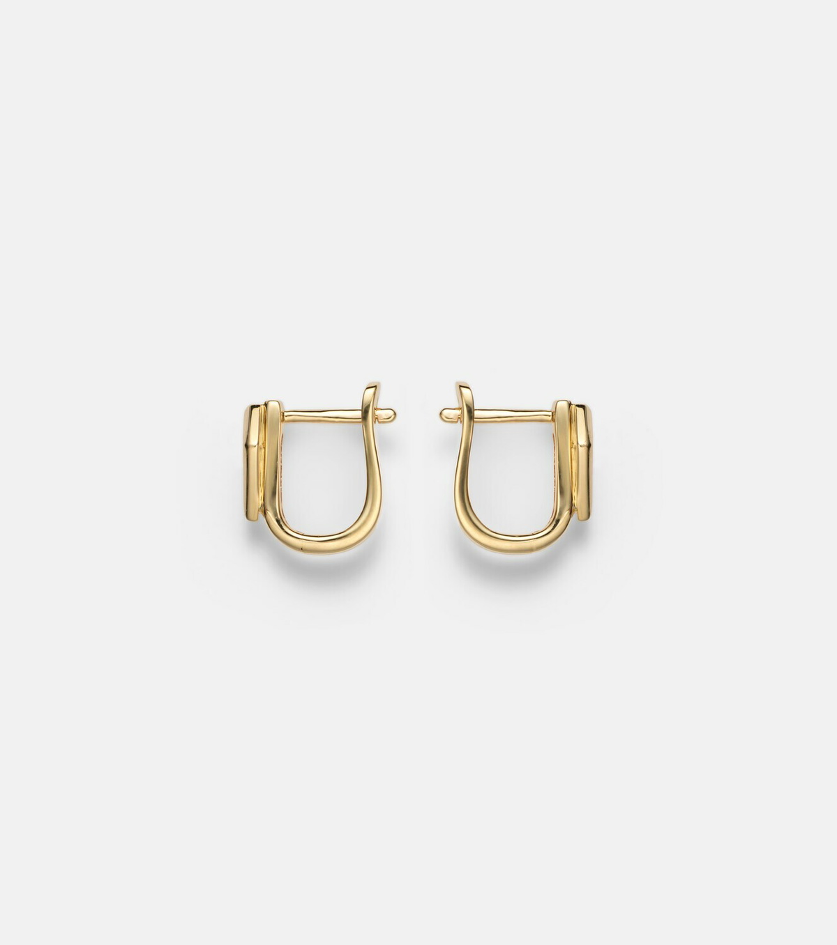 Stone and Strand Knife Edge Kite 14kt gold huggie earrings with diamonds