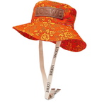 Loewe - Paula's Ibiza Leather-Appliquéd Printed Cotton-Canvas Bucket Hat - Orange