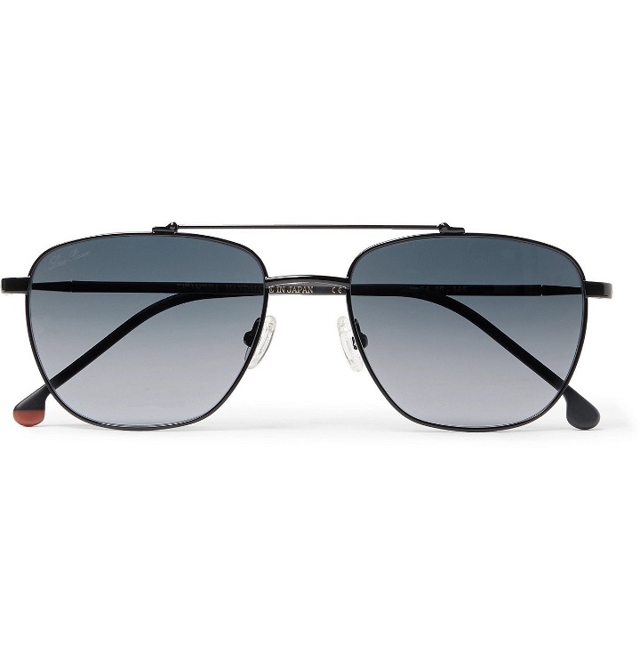 Photo: Loro Piana - Open Aviator-Style Gold-Tone Titanium and Tortoiseshell Acetate Polarised Sunglasses - Black