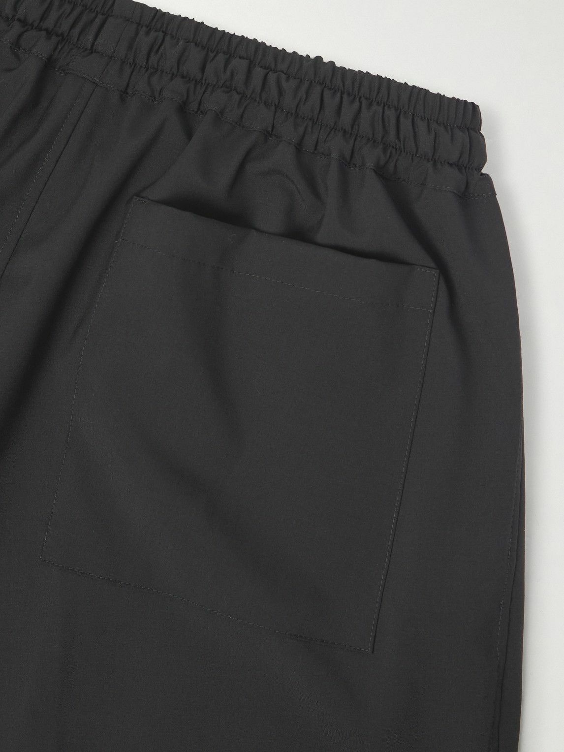 UMIT BENAN - Julian Straight-Leg Virgin Wool Drawstring Trousers - Black