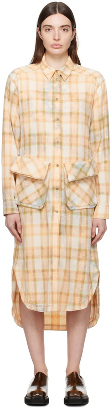 Photo: OPEN YY Orange Check Midi Dress
