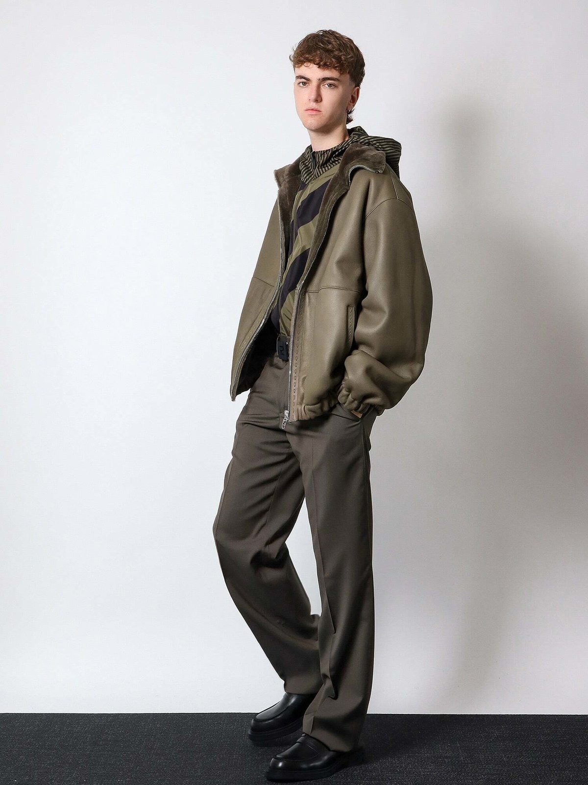 Fendi Shearling Brown Mens Leather Jacket Fendi