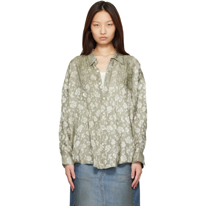 Photo: R13 Khaki Pintuck Drop Neck Shirt