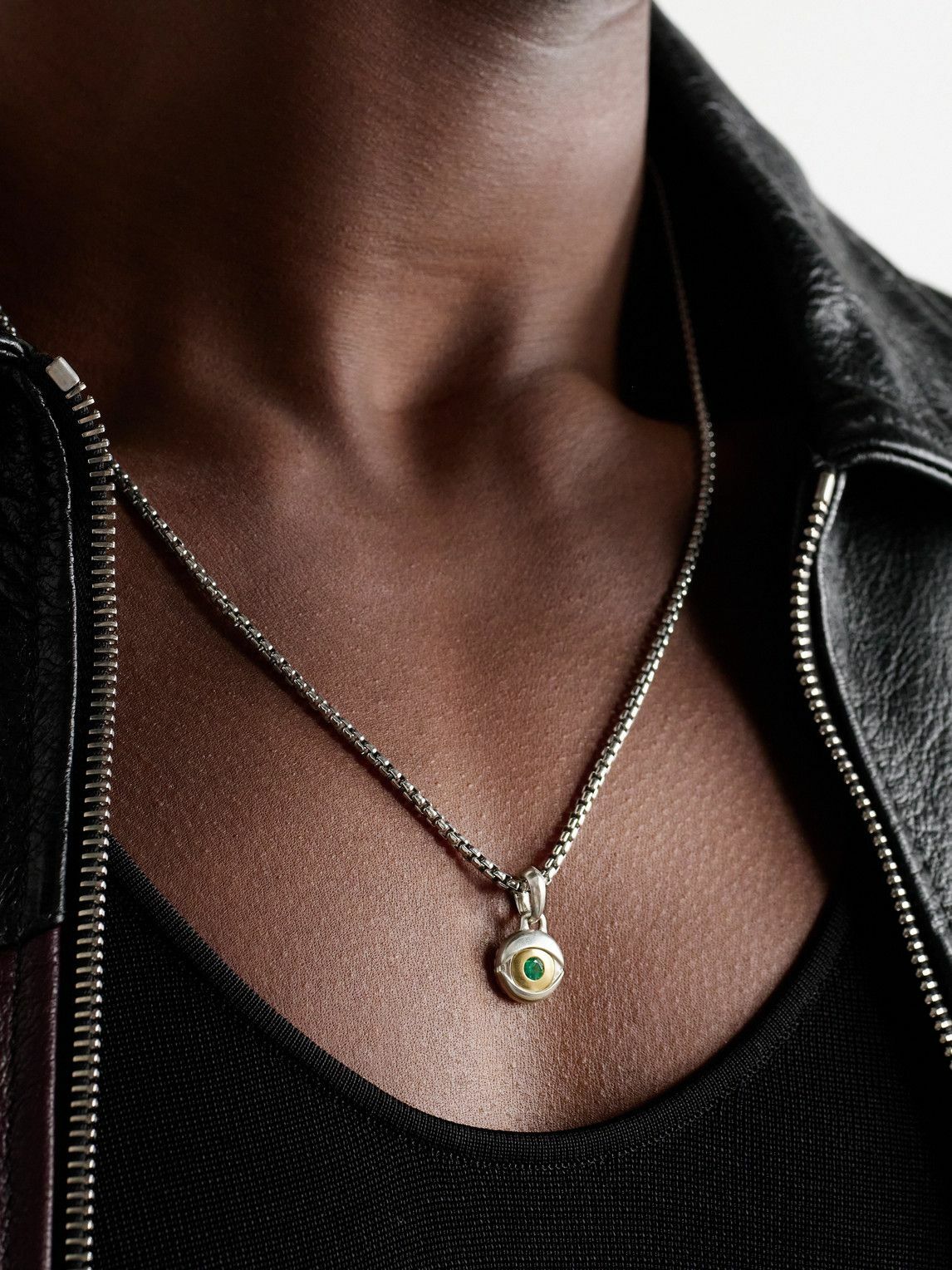 David Yurman - Evil Eye Sterling Silver, 18-Karat Gold and Emerald Pendant