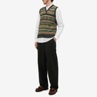 Drake's Men's Fair Isle Knitted Vest in Purple Multi