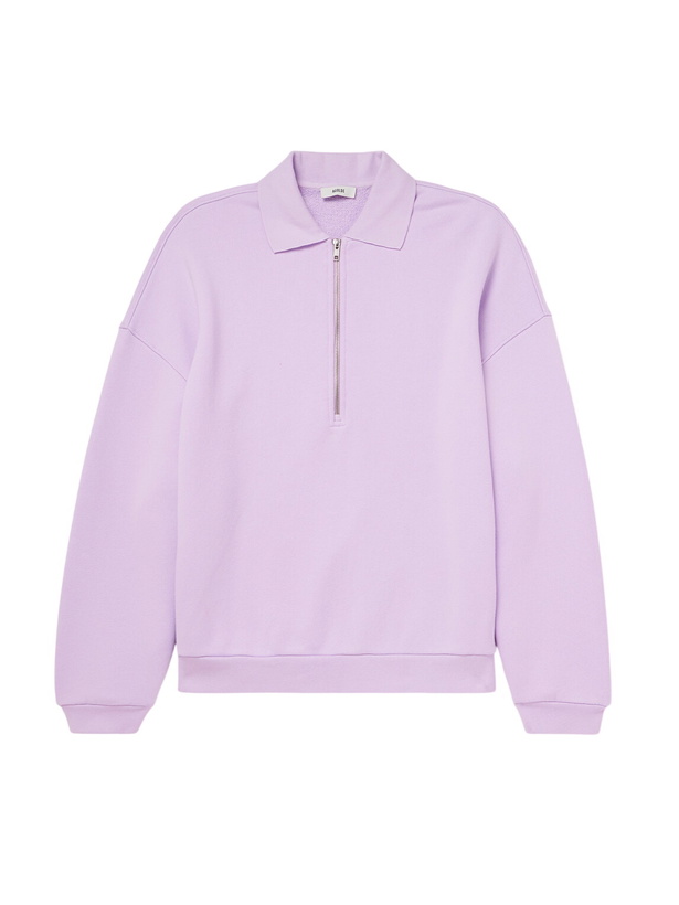 Photo: AGOLDE - Pace Half-Zip Cotton-Jersey Sweatshirt - Pink