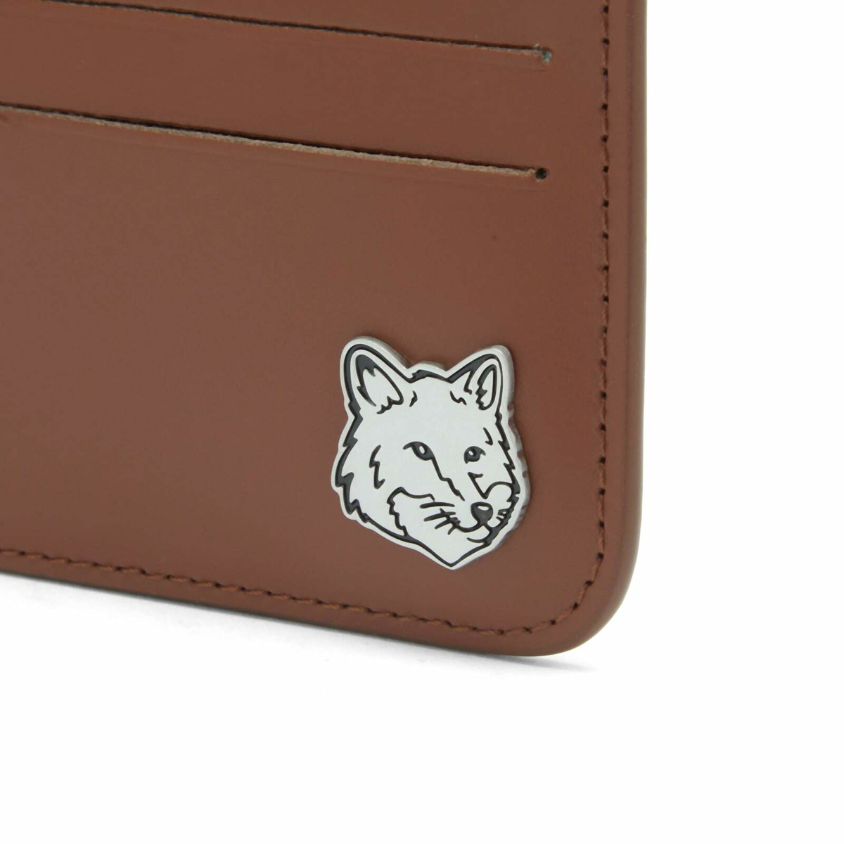 Maison Kitsuné Men's Fox Head Card Holder in Dark Brown 