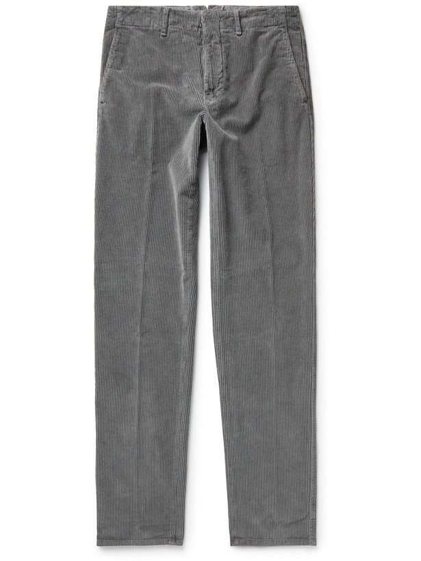 Photo: Incotex - Slim-Fit Cotton-Blend Corduroy Trousers - Gray