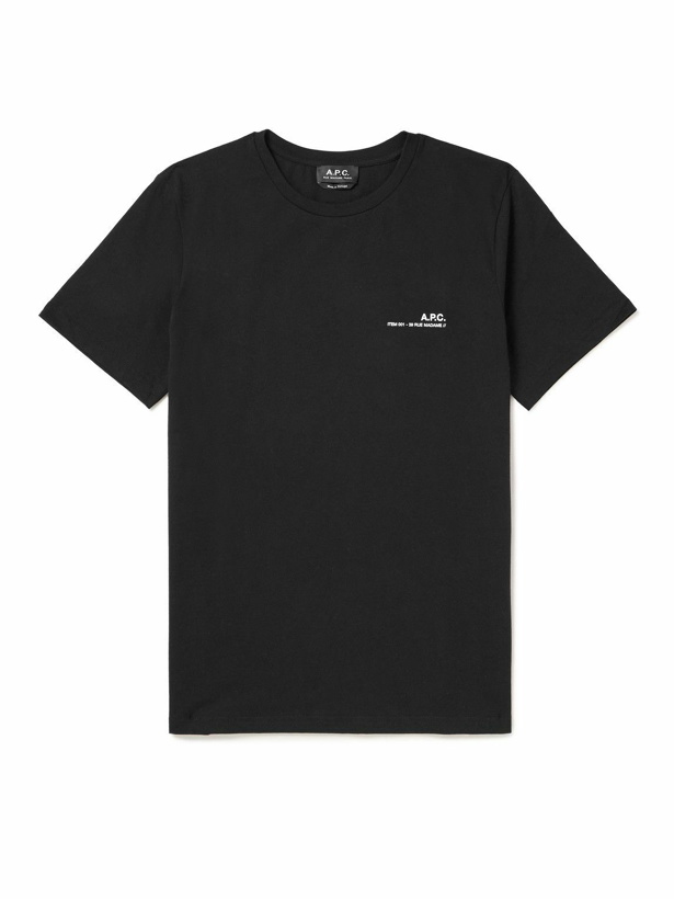 Photo: A.P.C. - Logo-Print Cotton-Jersey T-Shirt - Black