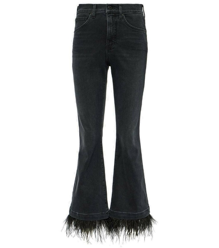 Photo: Veronica Beard Carson high-rise feather-trimmed flared jeans