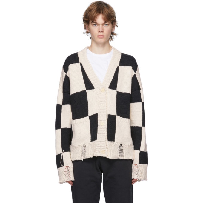 Photo: Rhude Black and White Check Hand-Knit Sweater