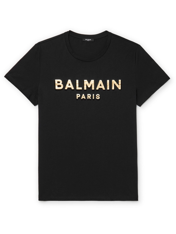 Photo: BALMAIN - Logo-Print Cotton-Jersey T-Shirt - Black