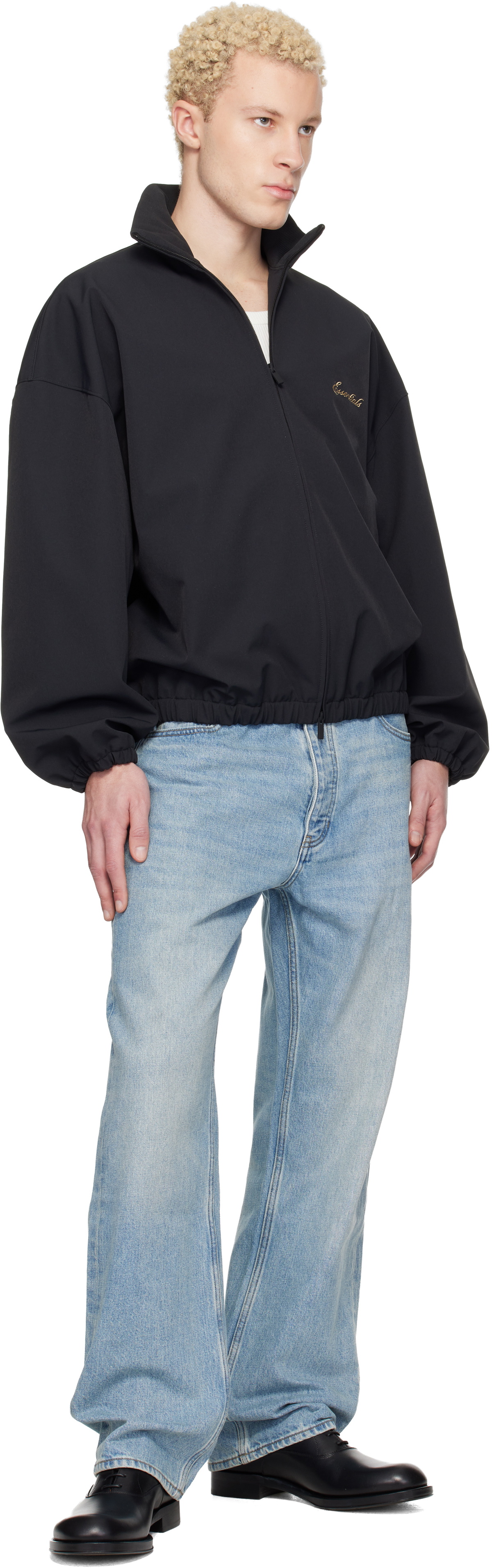 Fear of God ESSENTIALS Black Signature Full Zip Track Jacket
